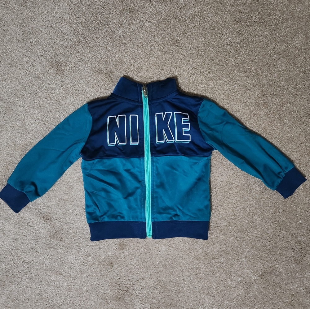 Nike Kids Teal and Navy Hoodie Size 12M